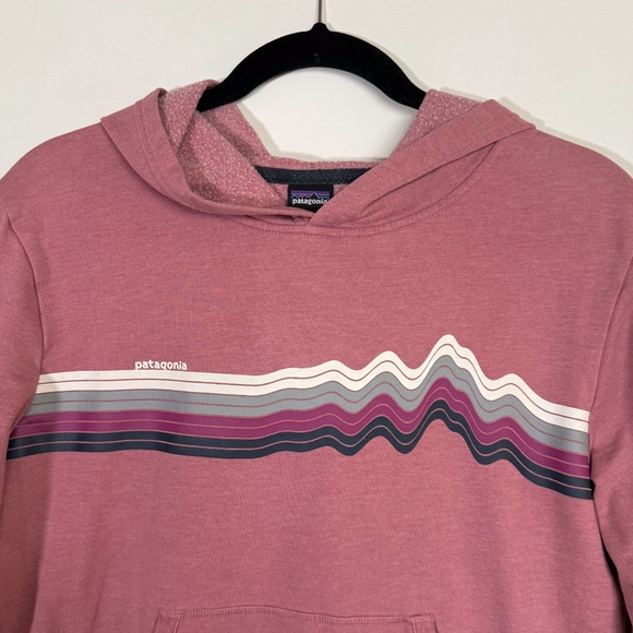 Patagonia Kids Lightweight Hoody Sweatshirt Ridge Rise Light Star Pretty Pink XL - Picture 9 of 15